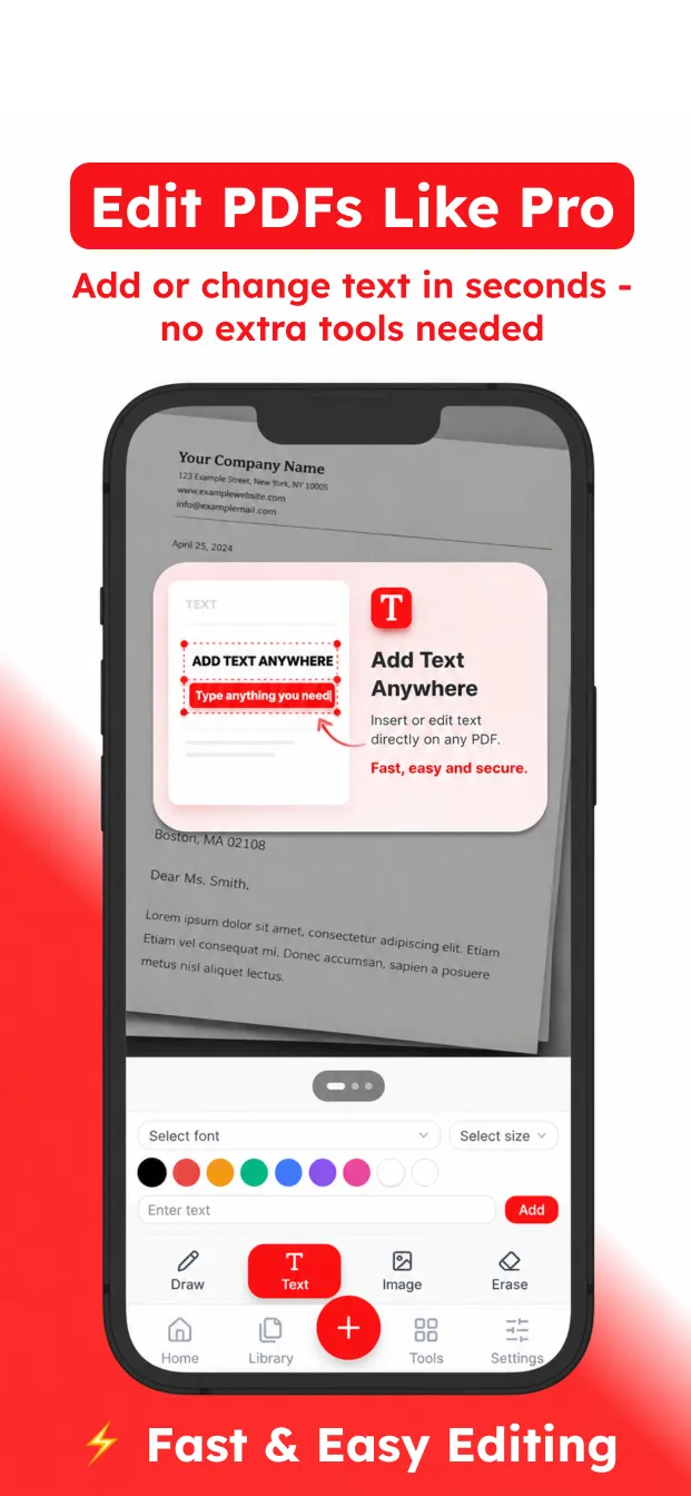 Edit PDFs: add or change text on any page