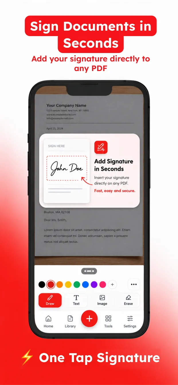 Sign documents: place your signature on any PDF