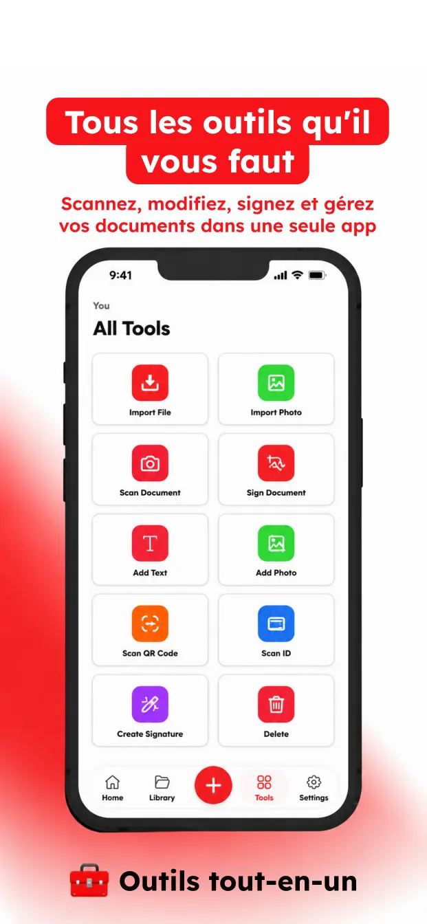 Tous les outils : numériser, importer, signer, ajouter du texte et des photos