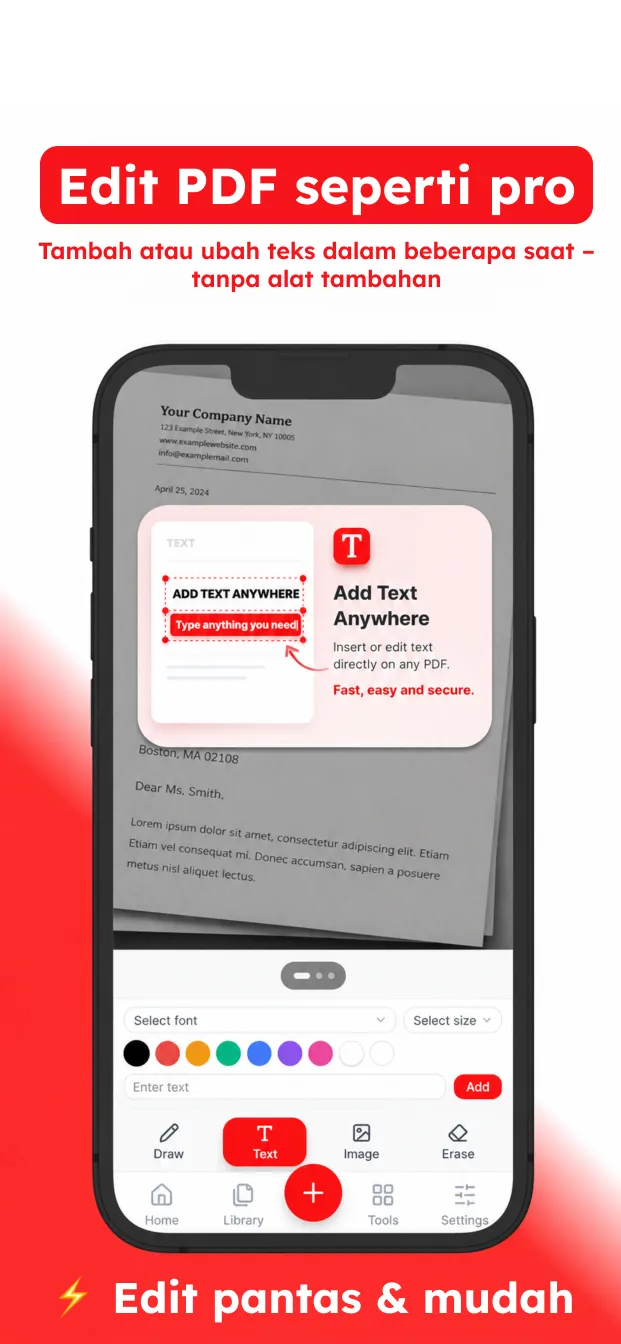 Edit PDF: tambah atau ubah teks pada mana-mana halaman