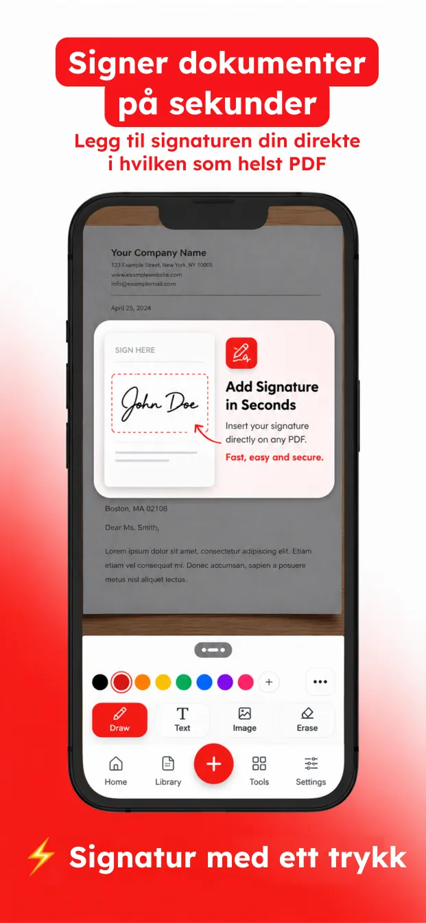 Signer dokumenter: plasser signaturen din på hvilken som helst PDF