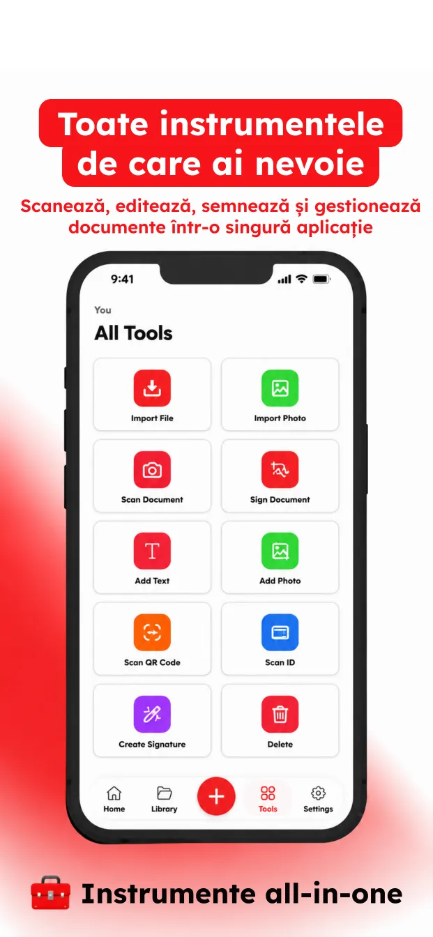 Toate instrumentele: scanare, import, semnare, text și poze