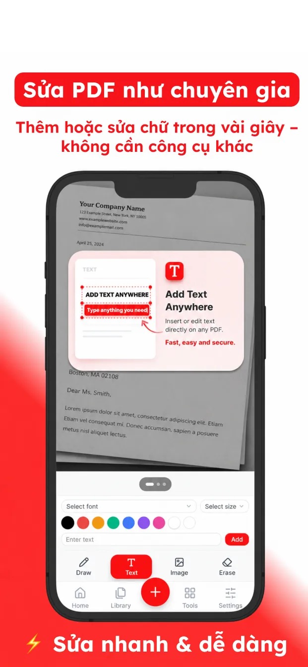 Chỉnh sửa PDF: thêm hoặc sửa văn bản trên bất kỳ trang nào